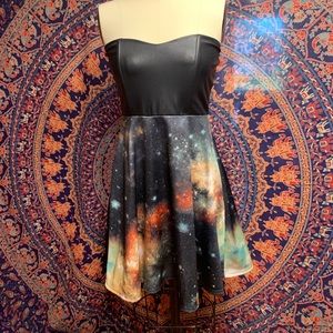 TicToc galaxy print strapless dress size medium